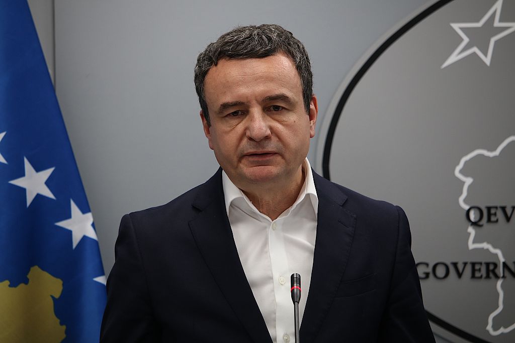 Kosovo Prime Minister Albin Kurti press conference in Pristina
